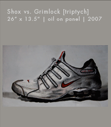 Shox vs. Grimlock [triptych] | Oil on Panel